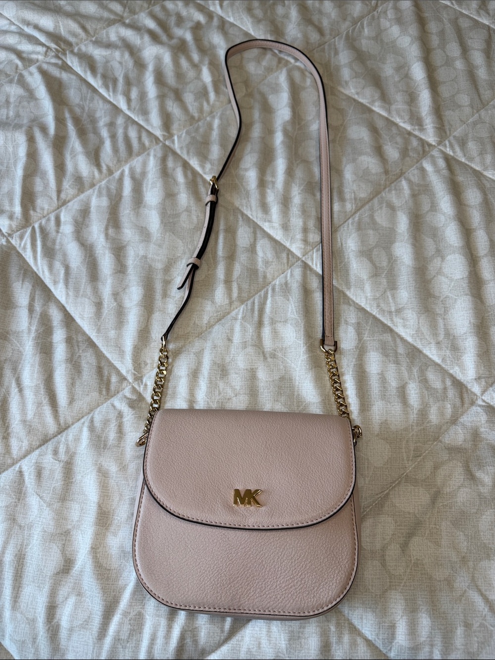 Michael Kors Blush Pebbled Leather Crossbody with Gold Hardware